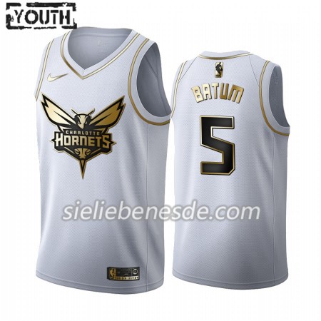Kinder NBA Charlotte Hornets Trikot Nicolas Batum 5 Nike 2019-2020 Weiß Golden Edition Swingman